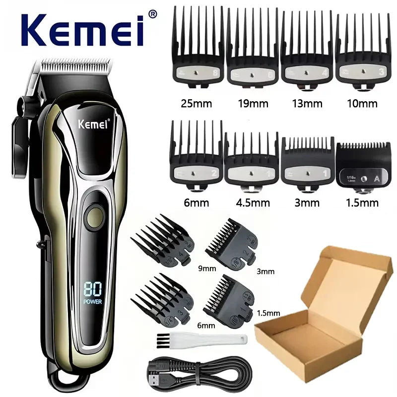 Kemei KM-PG1990A USB Rechargeable Électrique Tondeuse À Cheveux Professionnel Sans Fil Hommes Tondeuse À Cheveux Hommes Machine De Coupe De Cheveux Barbier