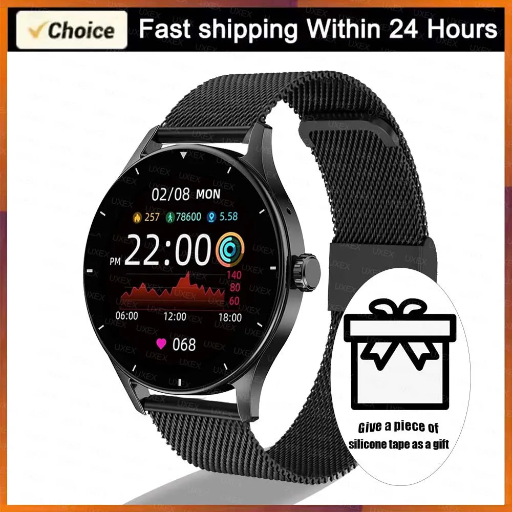 Nouvelle montre connectée Plus pour femmes et hommes, cadeau pour femmes, montre de sport et de fitness pour hommes, moniteur de fréquence cardiaque, montres connectées étanches pour Android et iOS