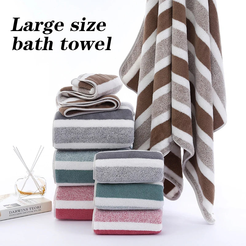 Ensemble de serviettes à motif rayé, serviettes de bain douces, séchage rapide, absorbantes