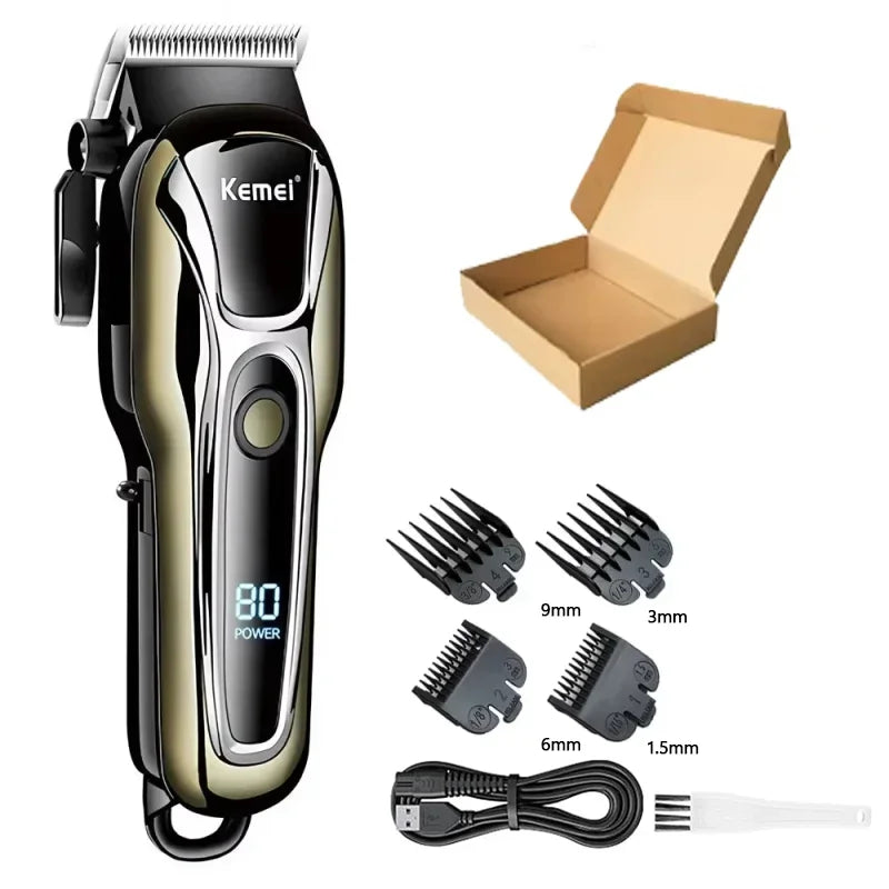 Kemei KM-PG1990A USB Rechargeable Électrique Tondeuse À Cheveux Professionnel Sans Fil Hommes Tondeuse À Cheveux Hommes Machine De Coupe De Cheveux Barbier