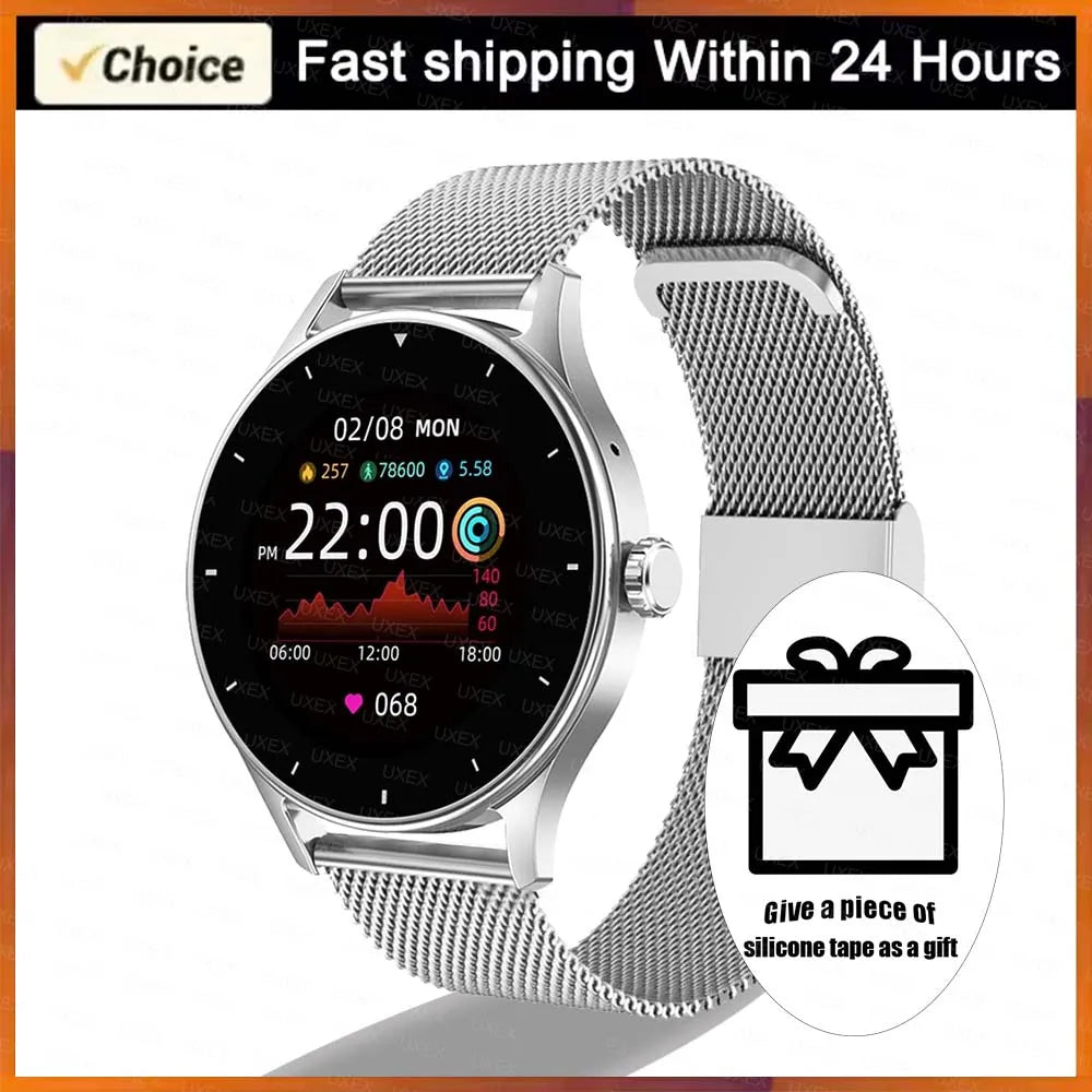 Nouvelle montre connectée Plus pour femmes et hommes, cadeau pour femmes, montre de sport et de fitness pour hommes, moniteur de fréquence cardiaque, montres connectées étanches pour Android et iOS