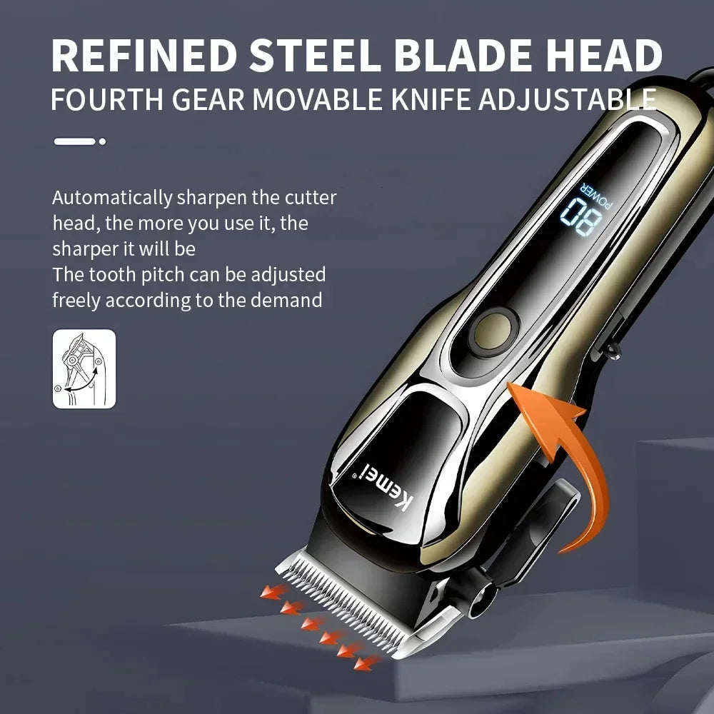 Kemei KM-PG1990A USB Rechargeable Électrique Tondeuse À Cheveux Professionnel Sans Fil Hommes Tondeuse À Cheveux Hommes Machine De Coupe De Cheveux Barbier