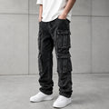 Jean Cargo Baggy Vintage pour Homme, Coupe Droite, Style Hip Hop, Multi-Poches, Jambe Large, Streetwear, Pantalon Cargo Ample