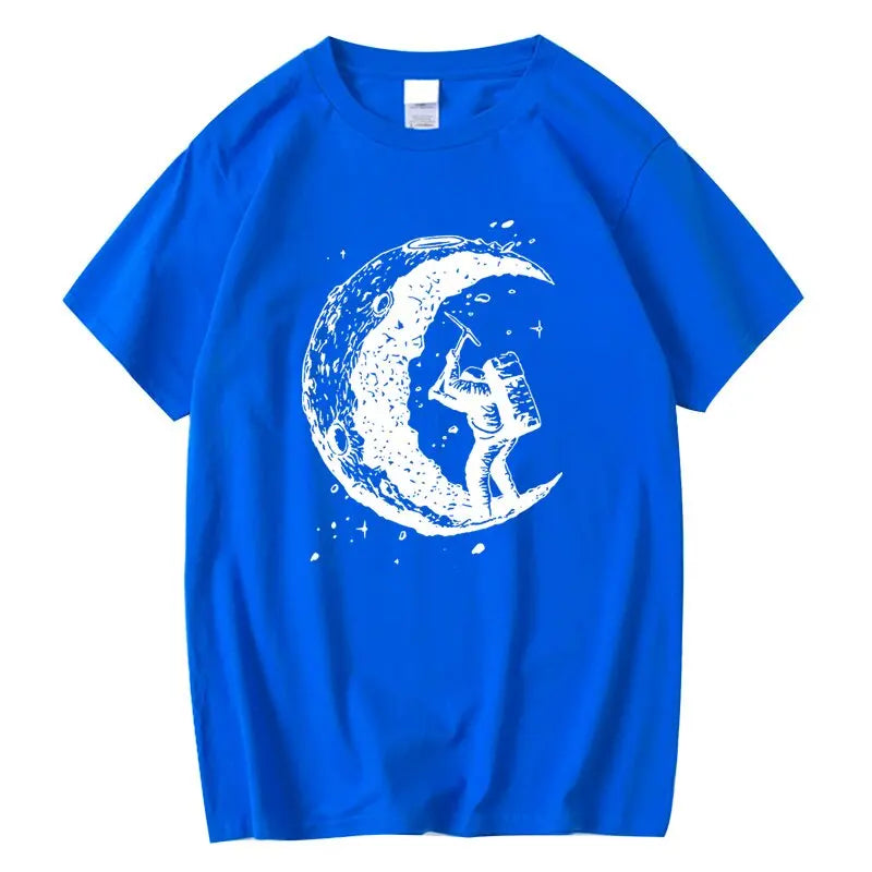 Hommes de haute qualité 100% coton lune imprimer décontracté été Cool à manches courtes hommes t-shirt ample t-shirt hommes t-shirts hommes t-shirt hauts