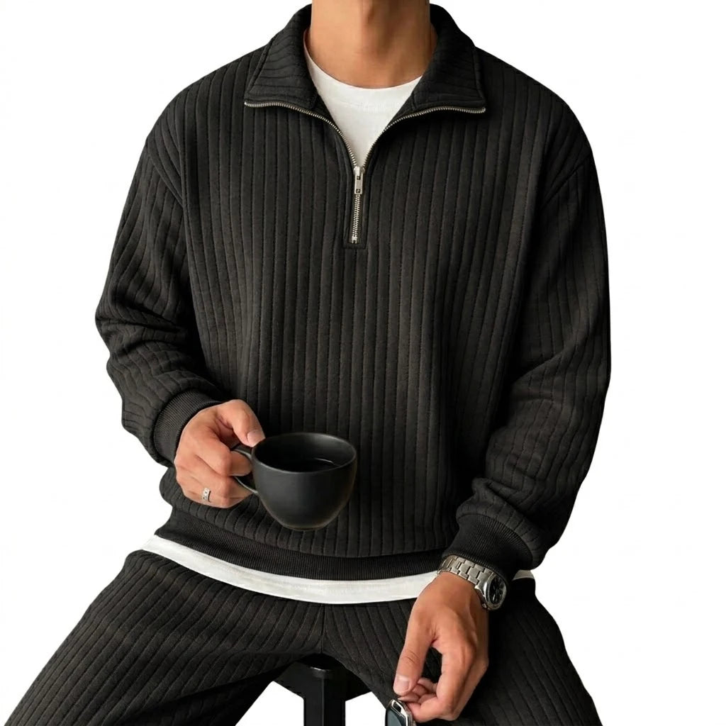Sweat-shirts pour hommes à col zippé, pulls de luxe à rayures unies, sweats à capuche zippés, chemises zippées à col en V pour la gym, manteaux pour hommes à manches longues